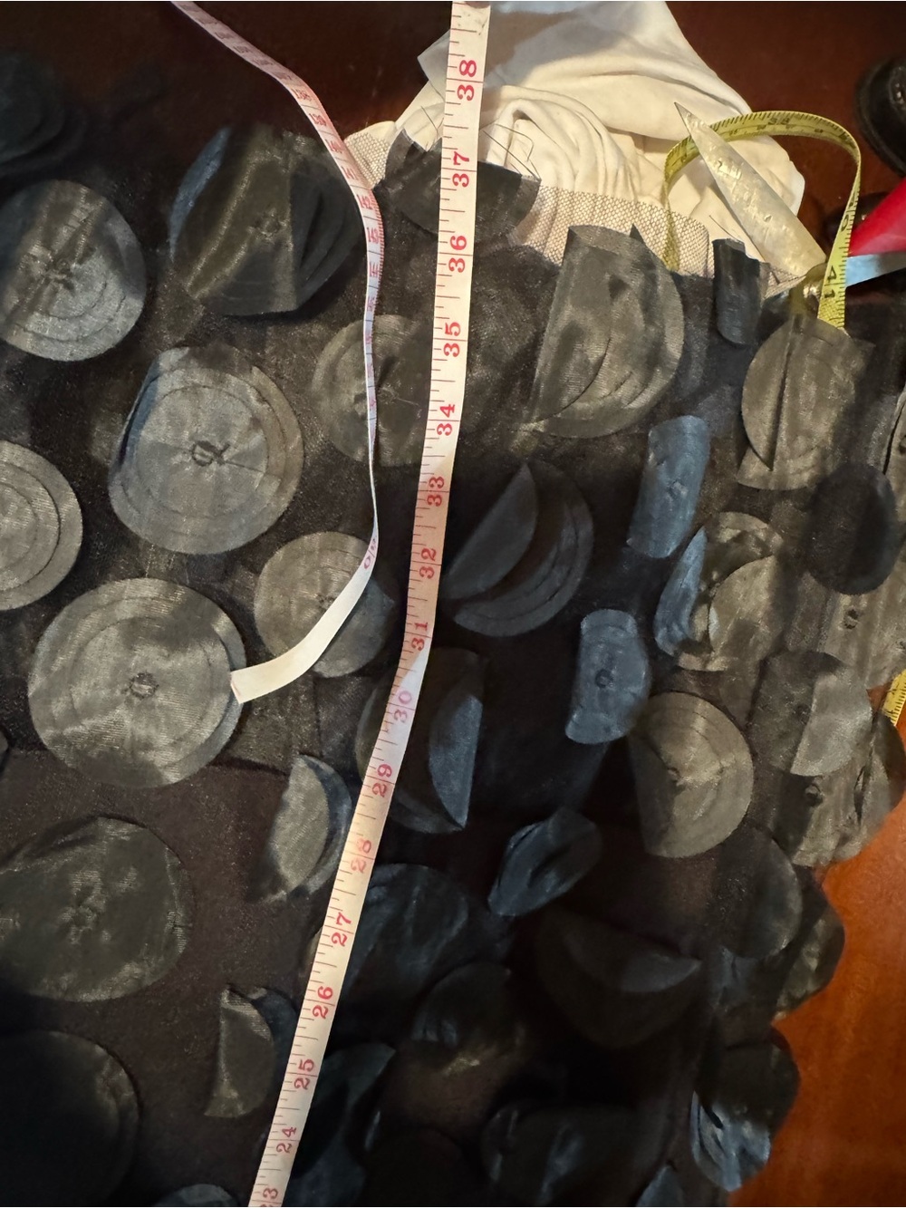 Black Midi Skirt with Circular Appliqué Detail